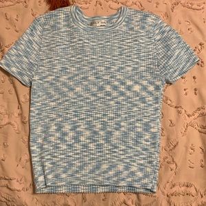 blue and white top